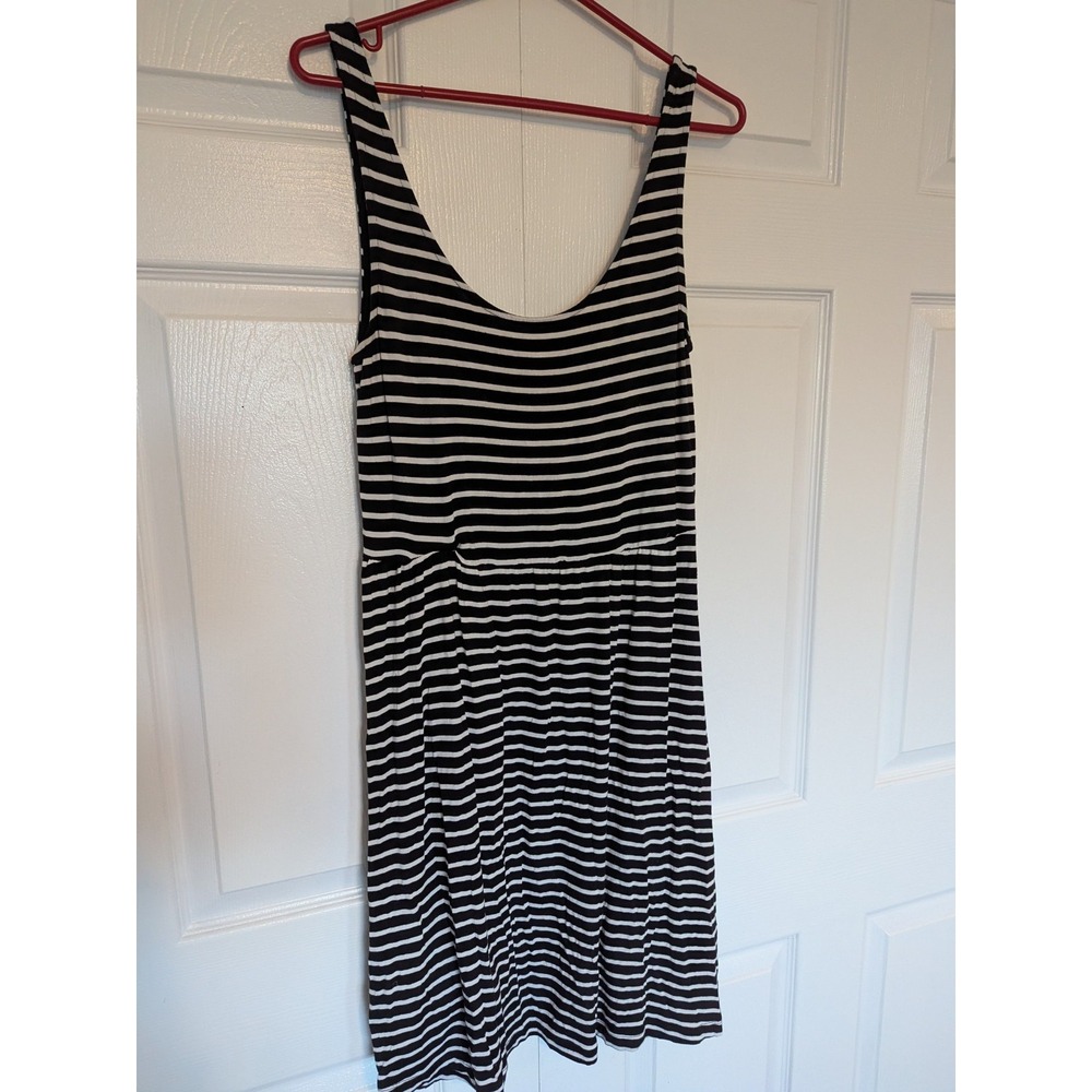 Reitmans Women Black White Striped Summer Sleeveless Pullover Dress Size M‎
